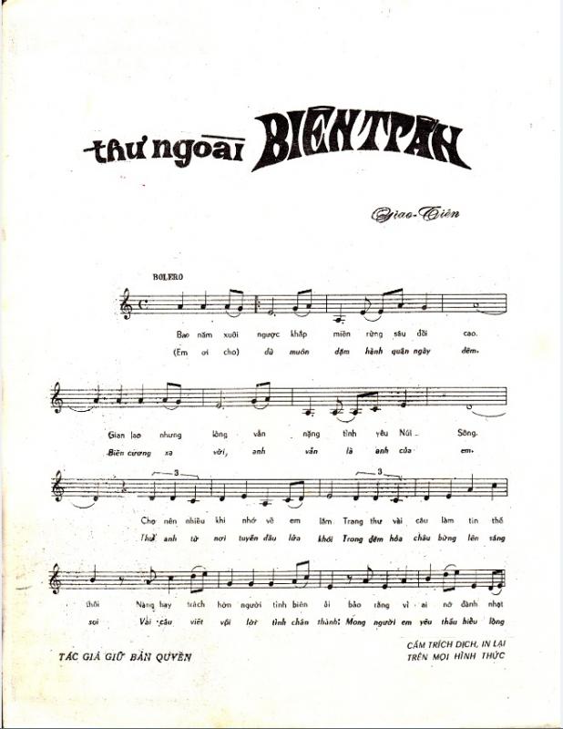 Sheet nhạc Lời tình viết vội (Thư ngoài biên trấn) - Trang 2