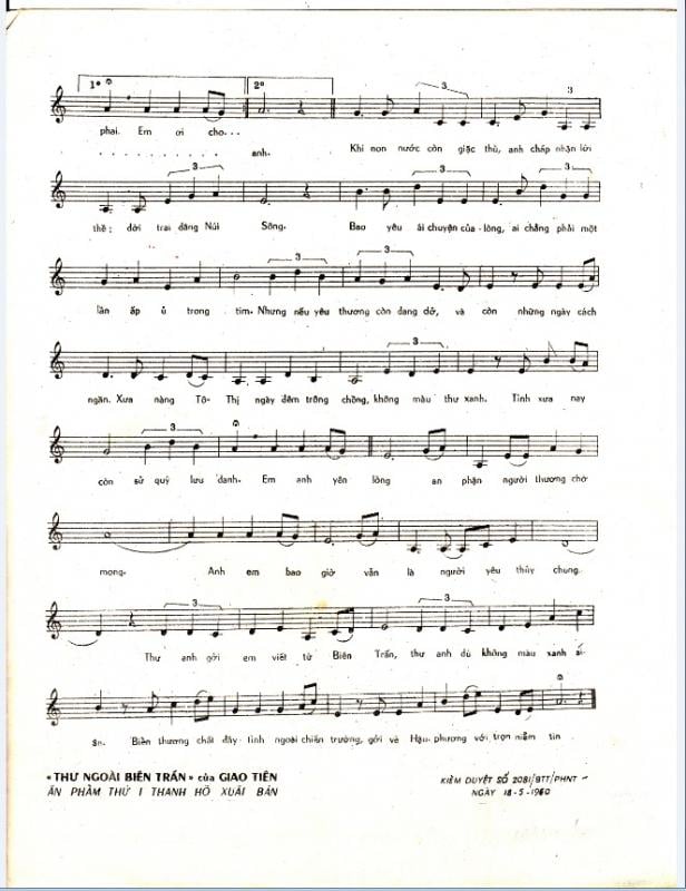 Sheet nhạc Lời tình viết vội (Thư ngoài biên trấn) - Trang 3