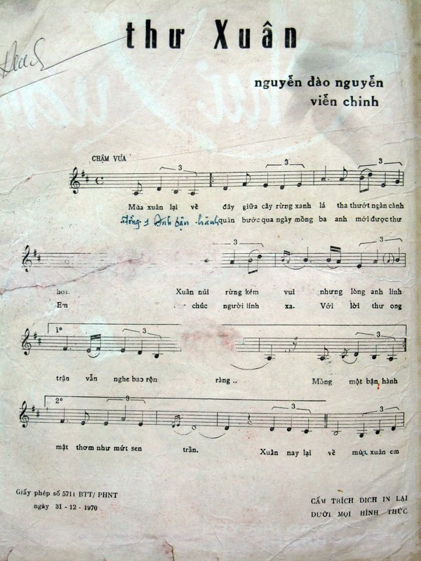 Sheet nhạc Thư xuân - Trang 2