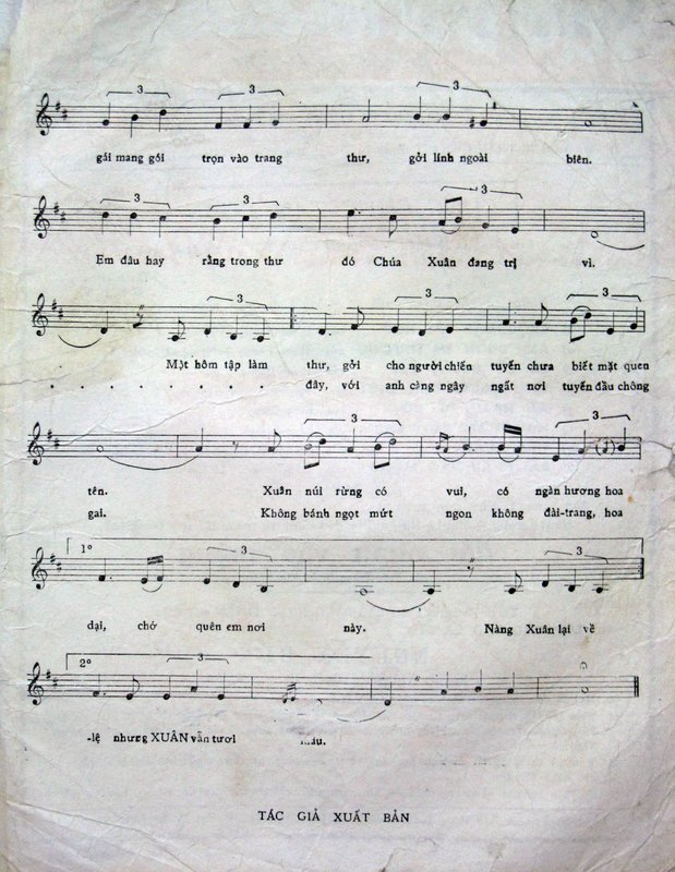 Sheet nhạc Thư xuân - Trang 3