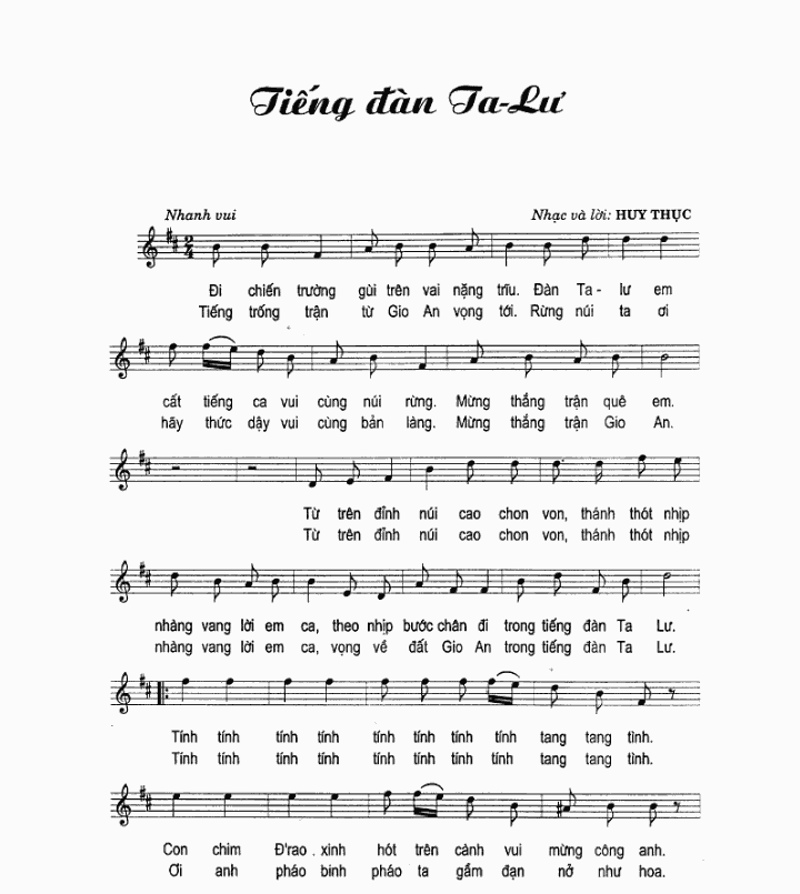 Sheet nhạc Tiếng đàn Ta Lư - Trang 1