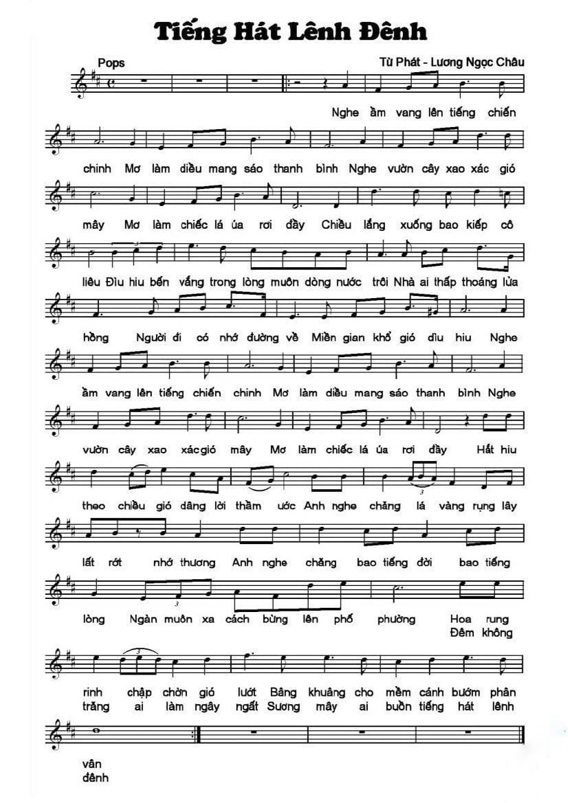 Sheet nhạc Tiếng hát lênh đênh - Trang 1
