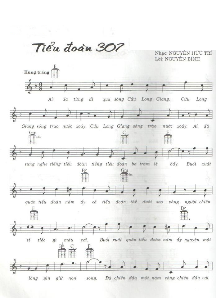 Sheet nhạc Tiểu đoàn 307 - Trang 1