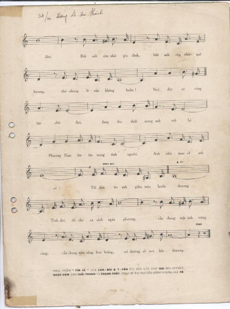 Sheet nhạc Tìm về - Trang 3