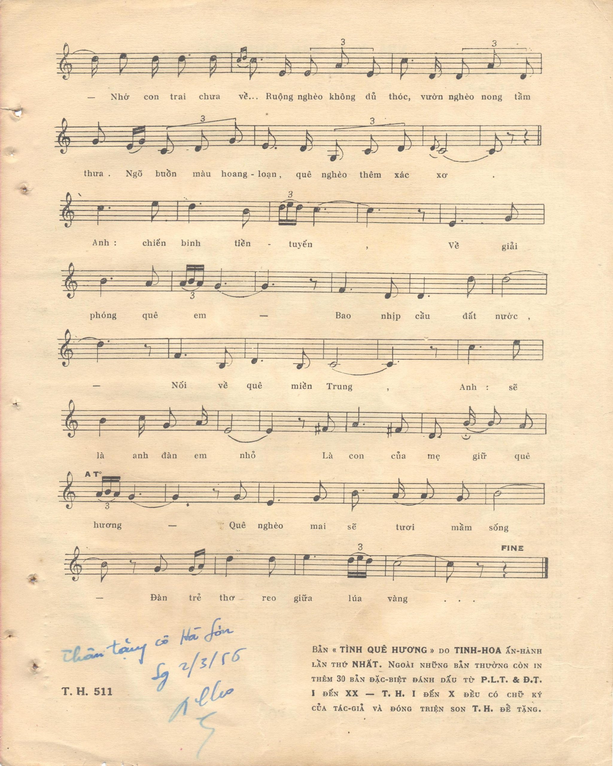Sheet nhạc Tình quê hương - Trang 3