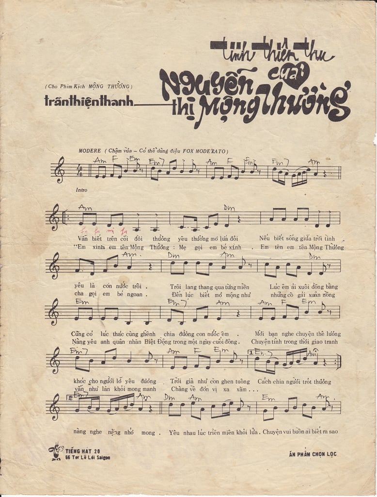 Sheet nhạc Chuyện tình Mộng Thường - Trang 2
