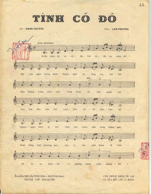 Sheet nhạc Tình cố đô - Trang 1