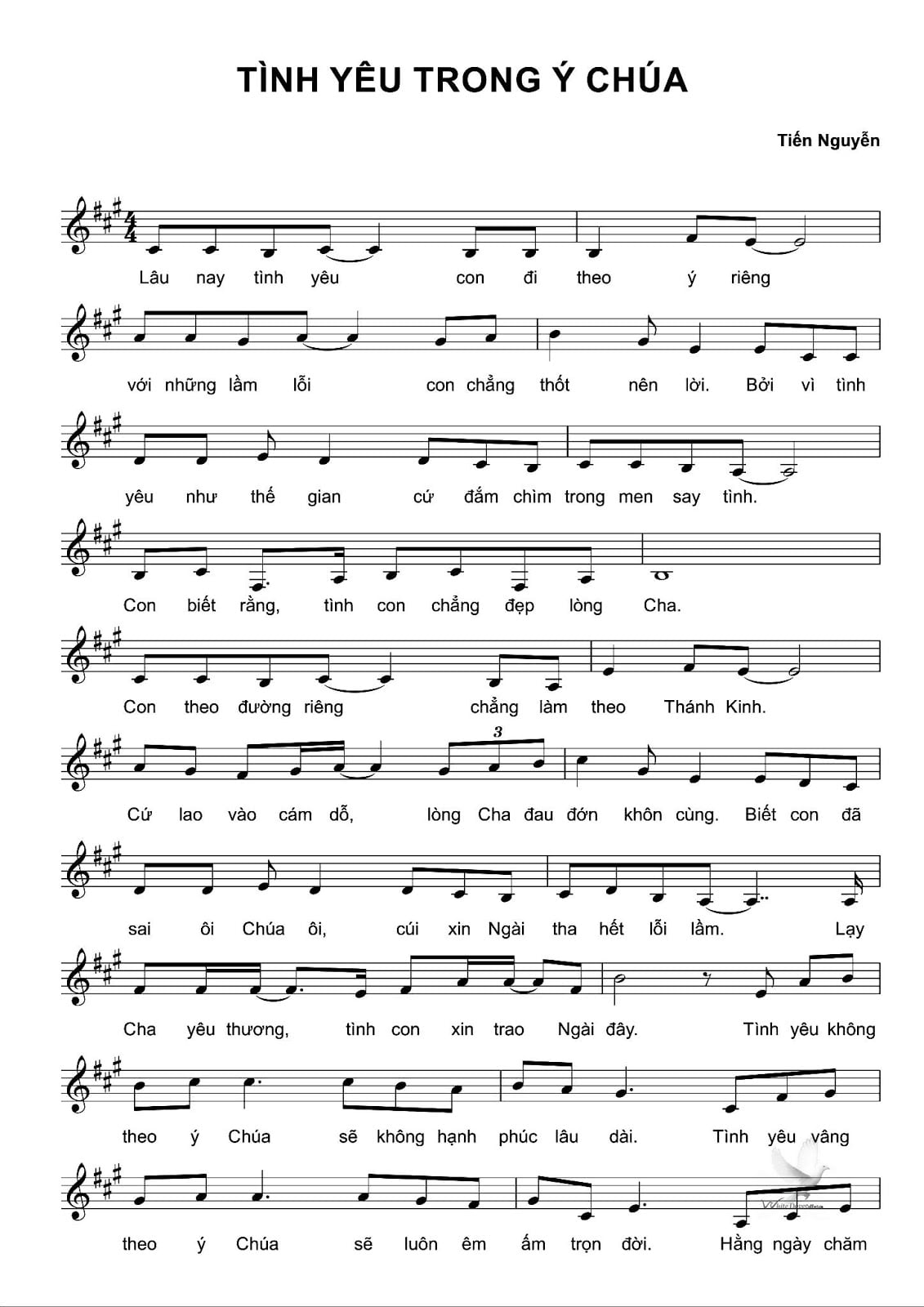 Sheet nhạc Tình yêu trong ý Chúa - Trang 1
