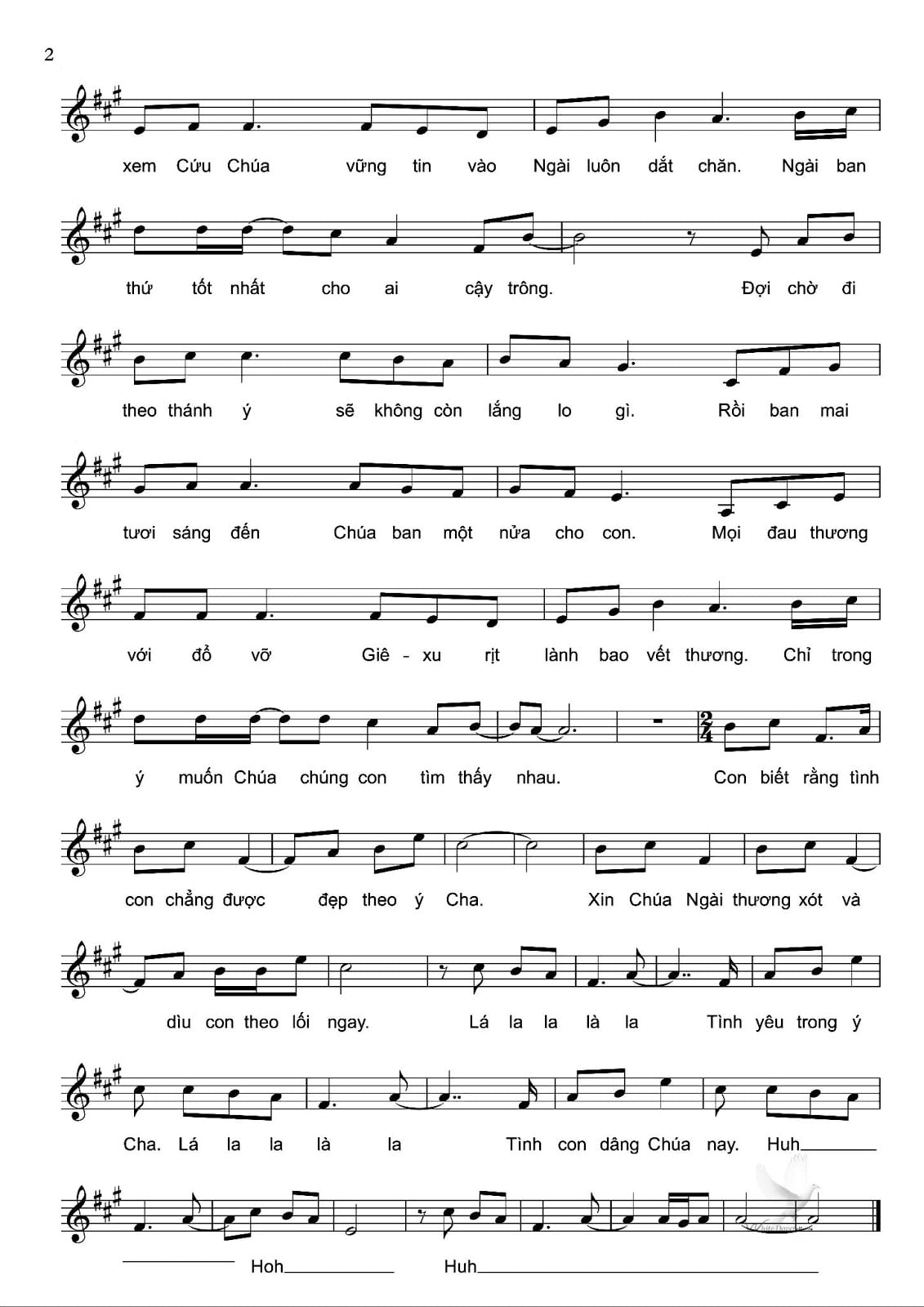 Sheet nhạc Tình yêu trong ý Chúa - Trang 2