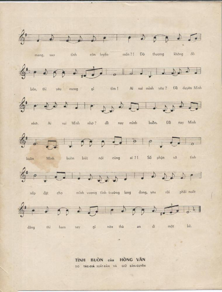 Sheet nhạc Tình buồn - Trang 3