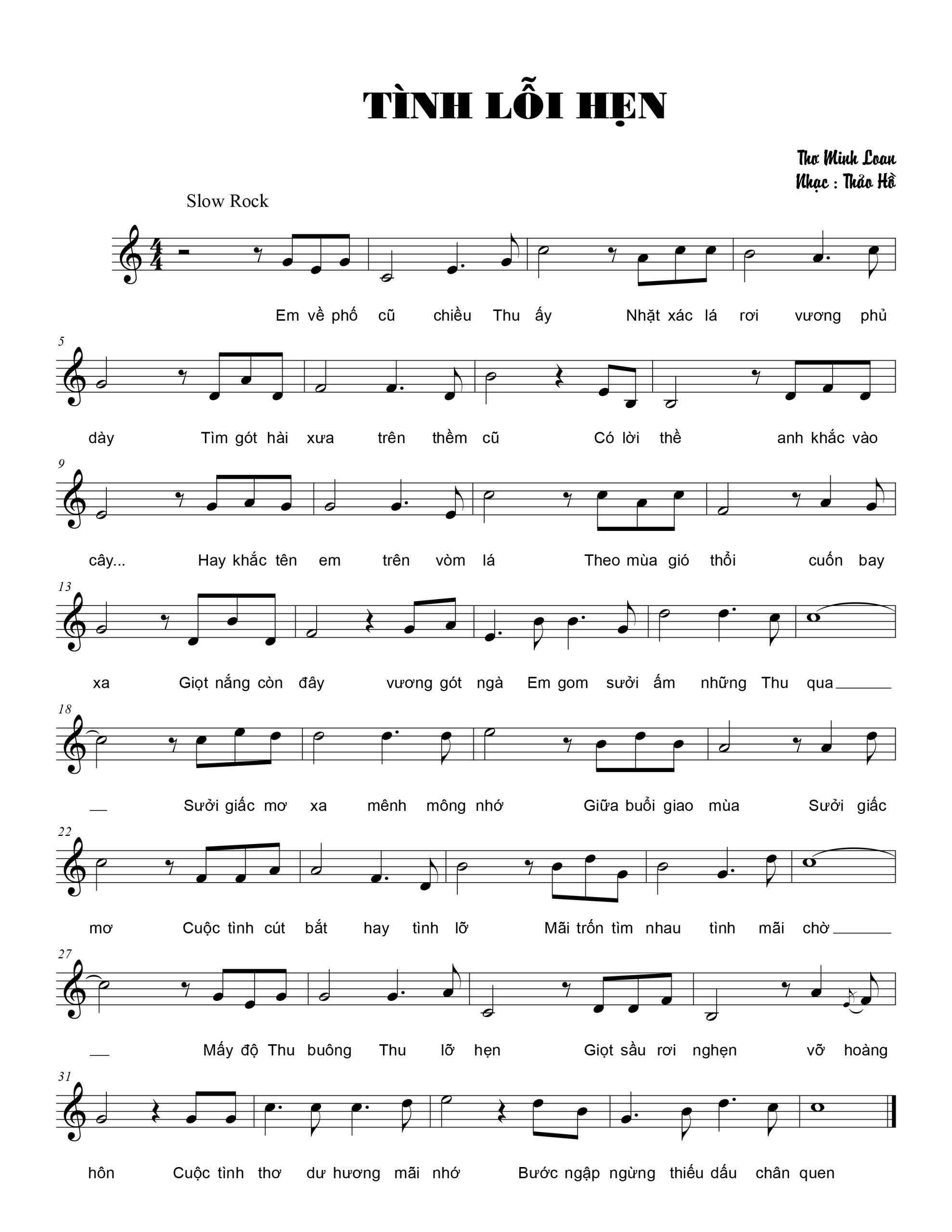 Sheet nhạc Tình lỗi hẹn - Trang 1