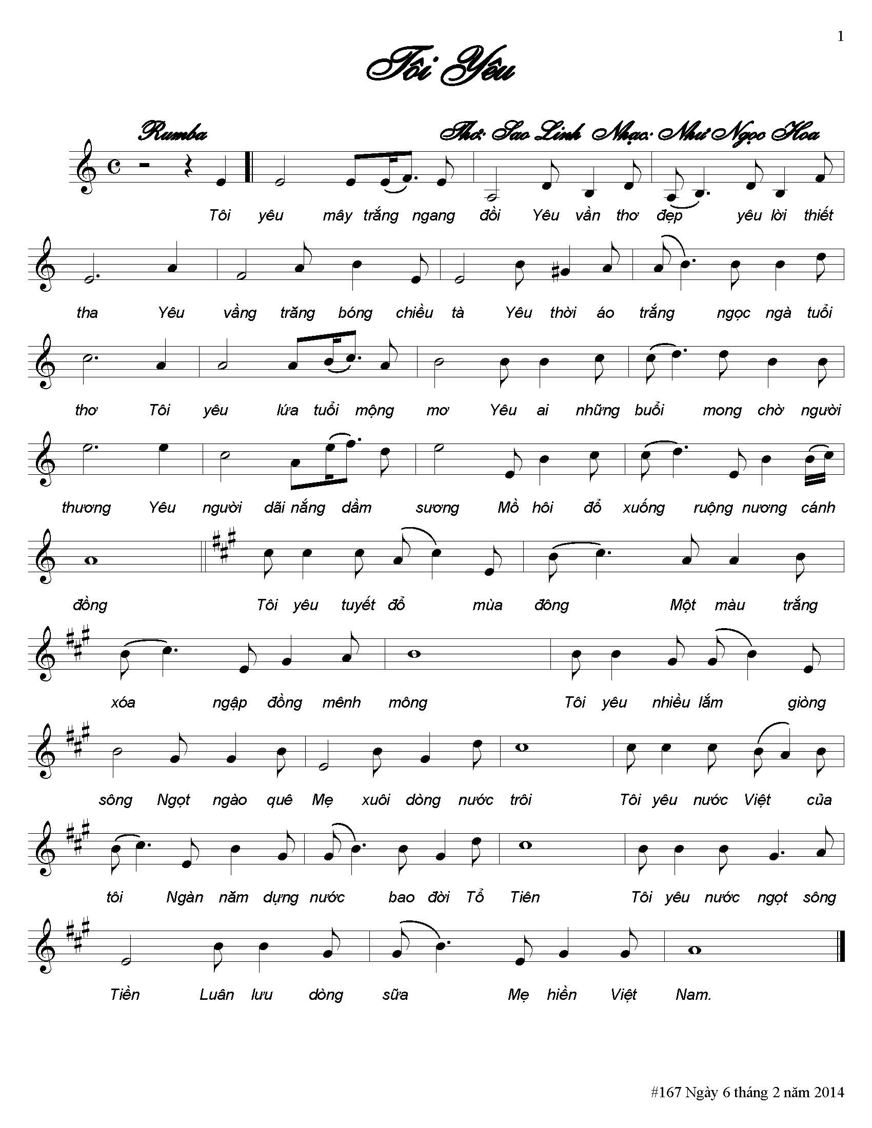 Sheet nhạc Tôi yêu - Trang 1