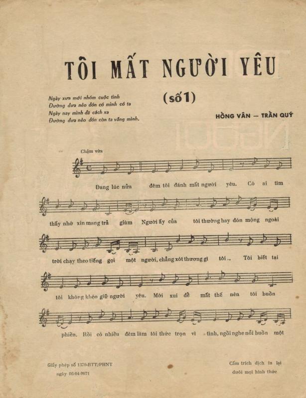 Sheet nhạc Tôi mất người yêu 1 - Trang 2