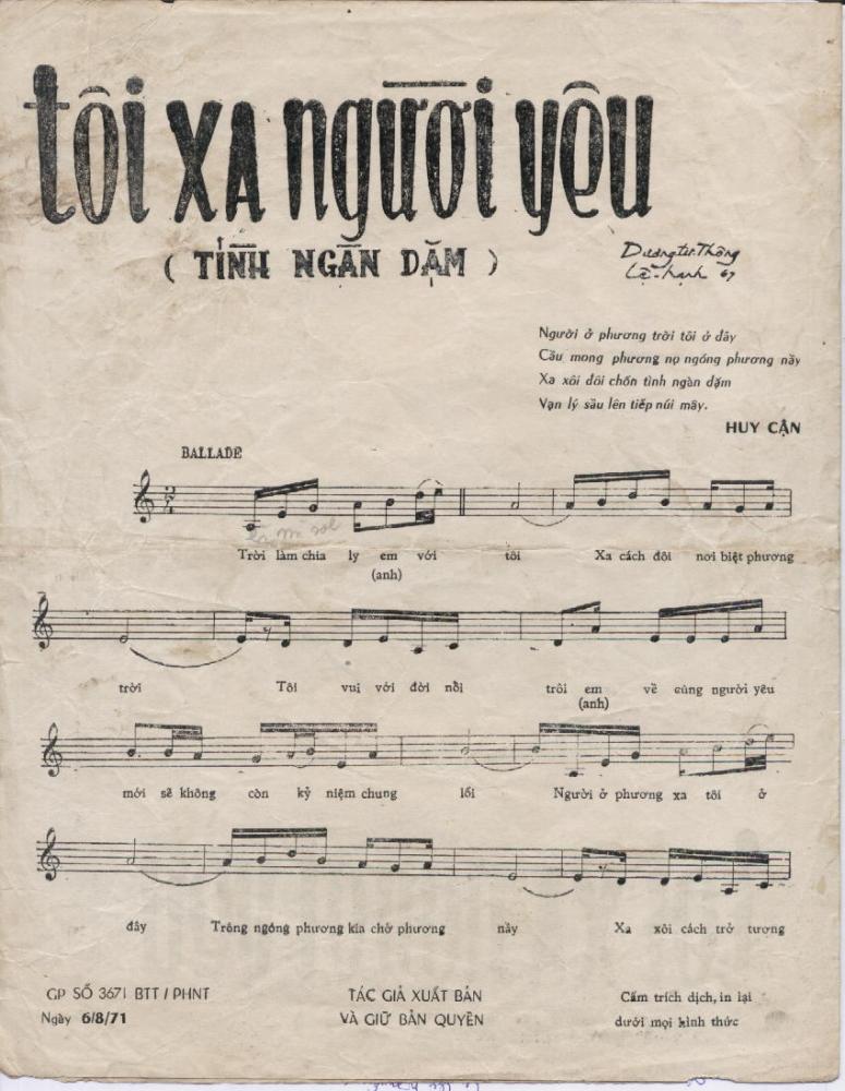 Sheet nhạc Tôi xa người yêu - Trang 2