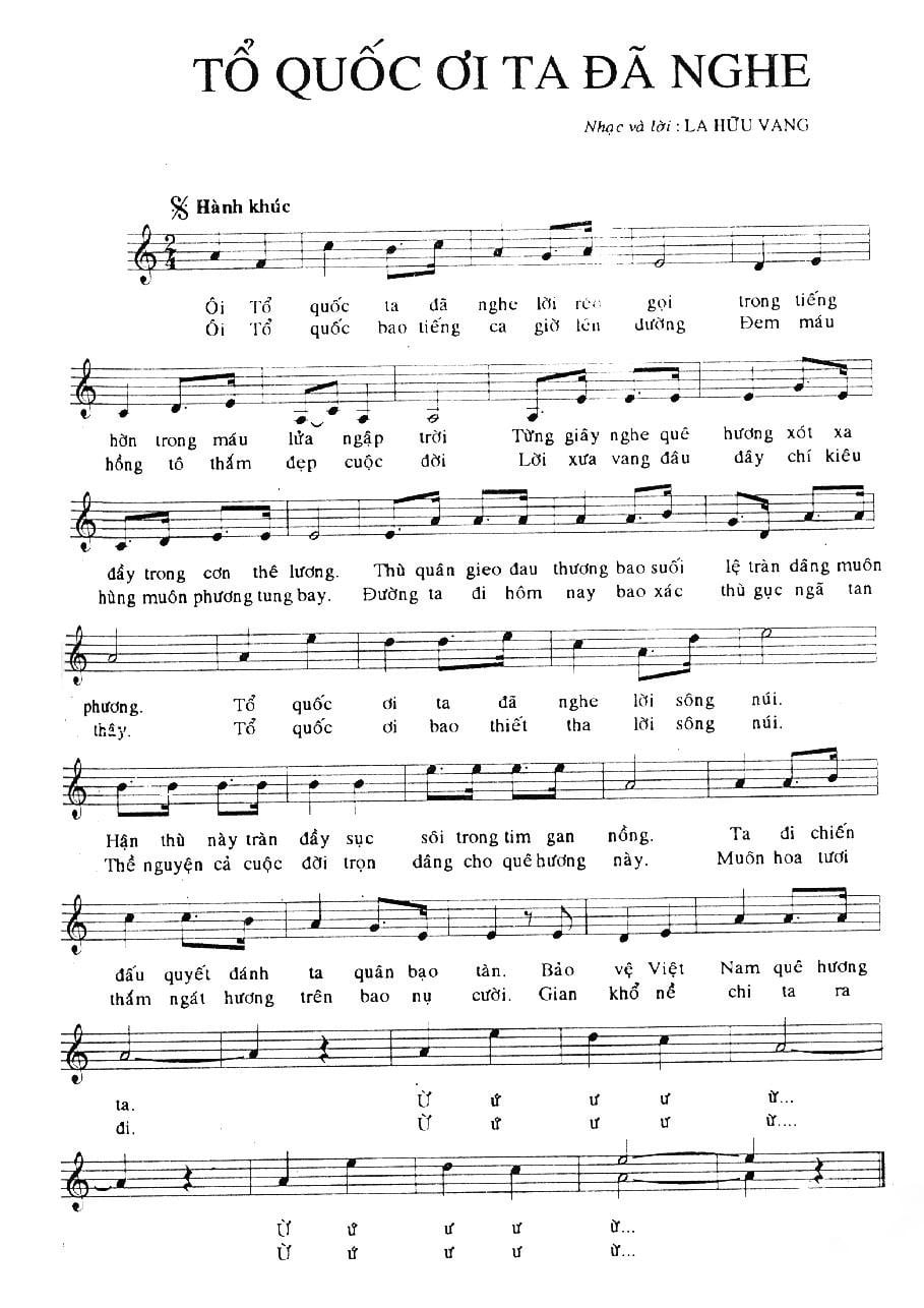 Sheet nhạc Tổ quốc ơi ta đã nghe - Trang 1