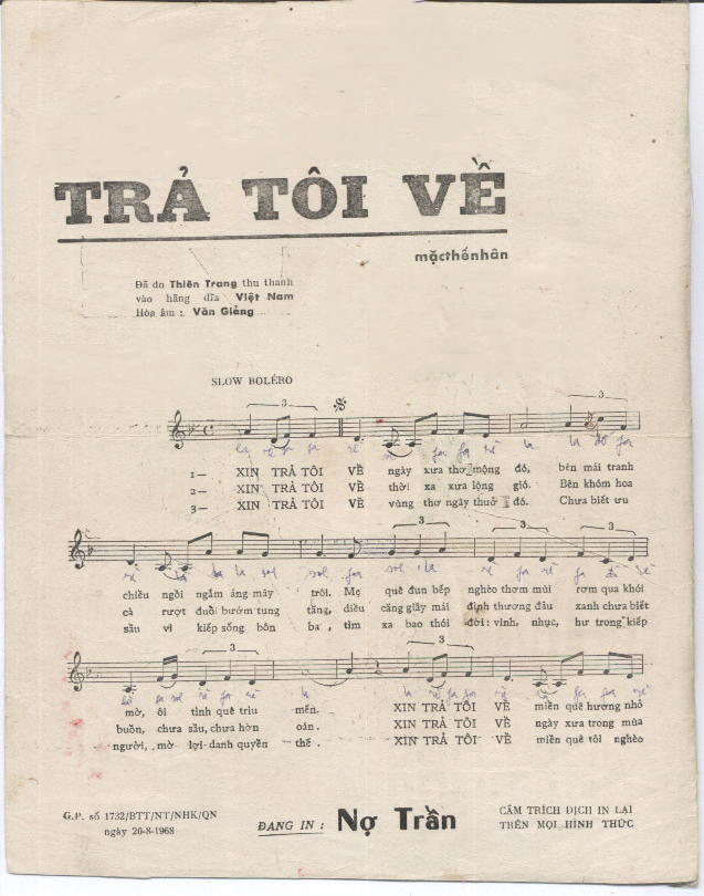 Sheet nhạc Xin trả tôi về - Trang 2