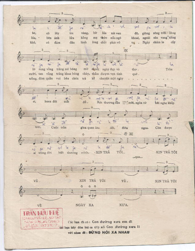 Sheet nhạc Xin trả tôi về - Trang 3