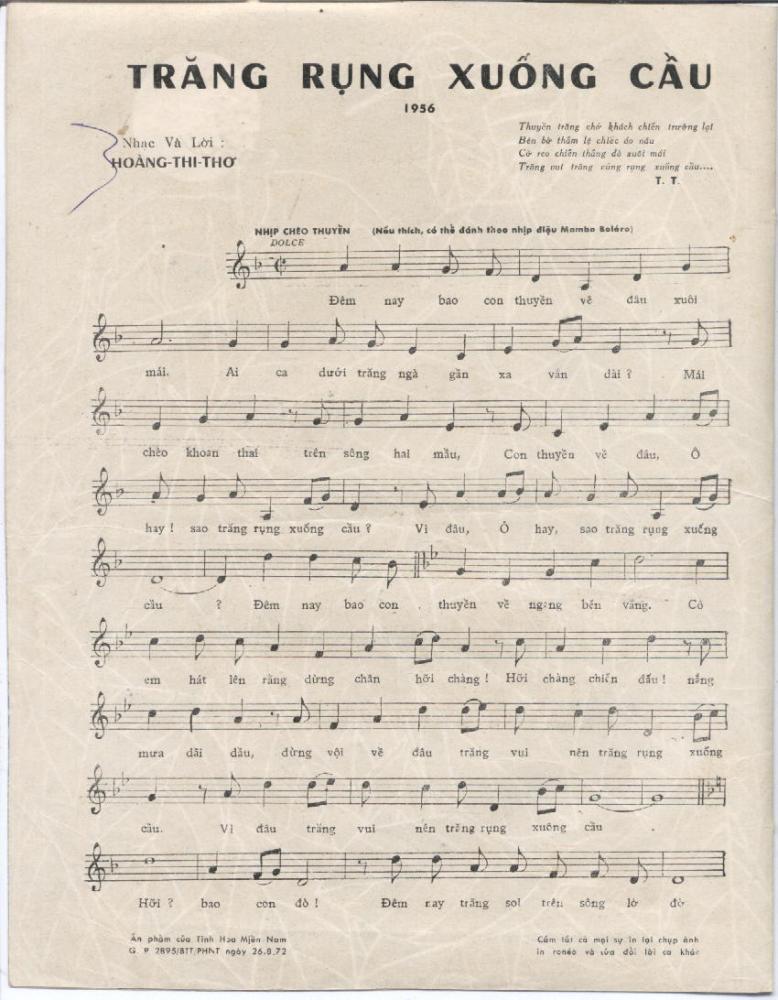 Sheet nhạc Trăng rụng xuống cầu - Trang 2
