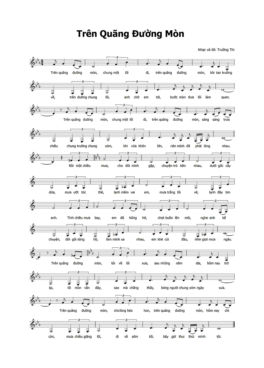 Sheet nhạc Trên quãng đường mòn - Trang 1