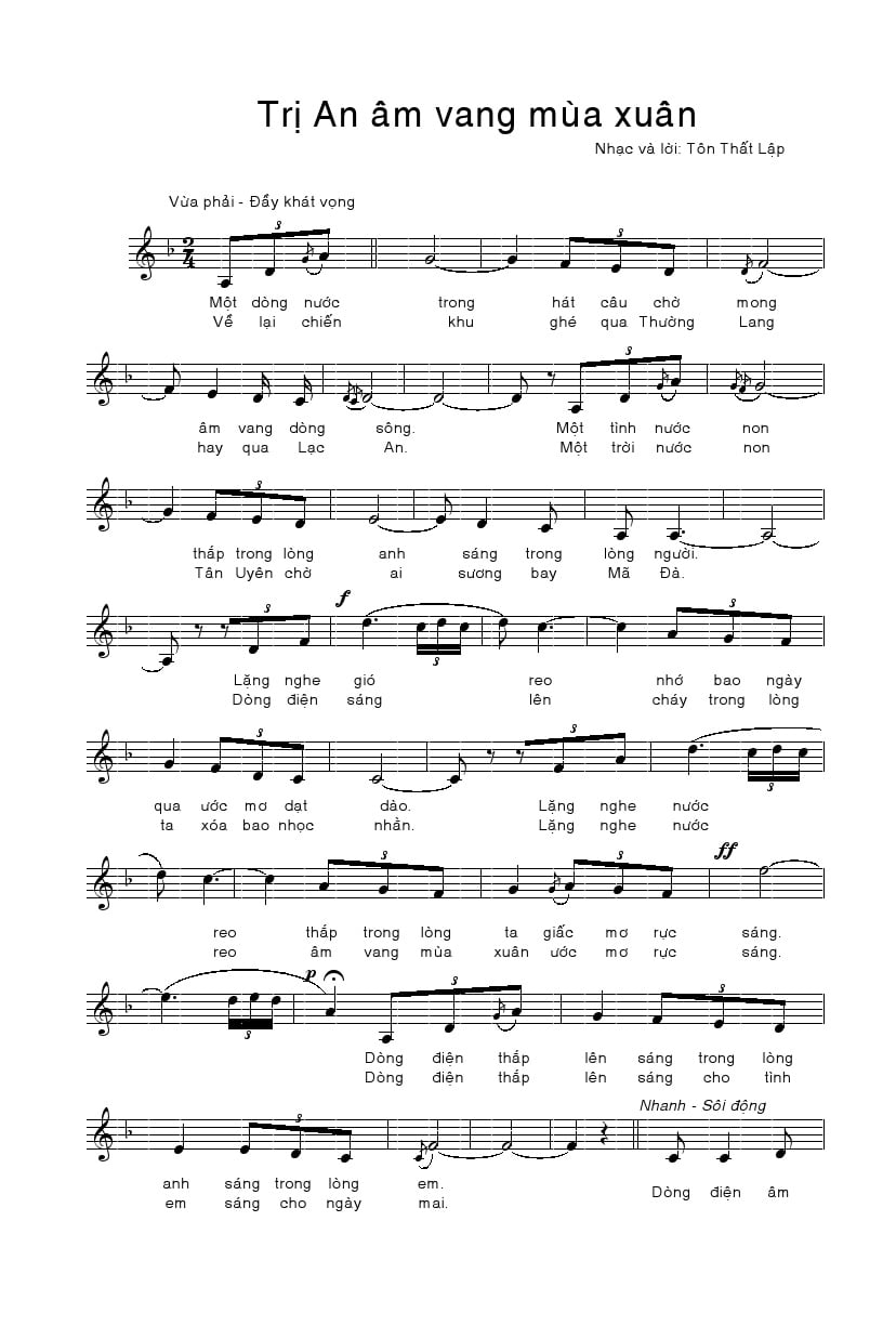 Sheet nhạc Trị An âm vang mùa xuân - Trang 1