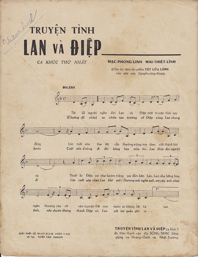 Sheet nhạc Chuyện tình Lan và Điệp - Trang 2