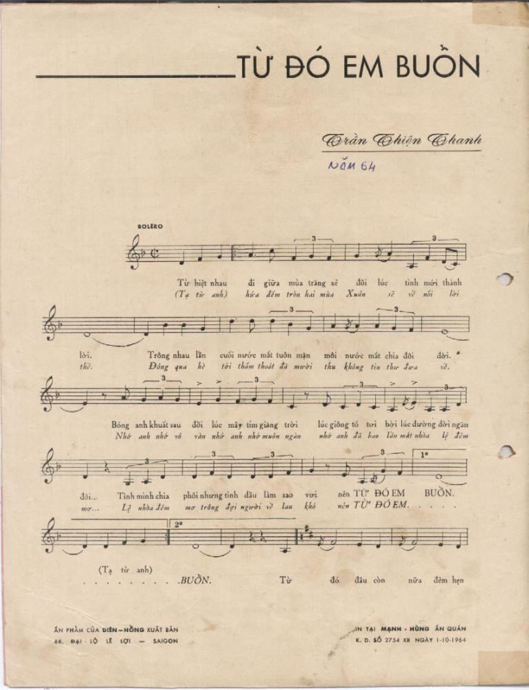 Sheet nhạc Từ đó em buồn - Trang 2