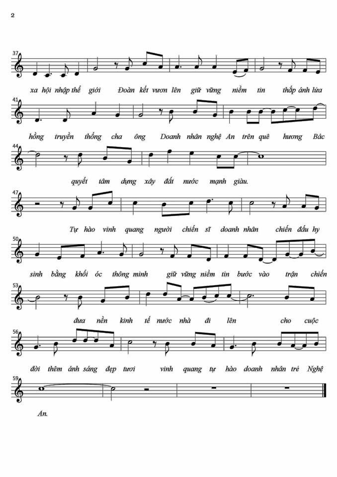 Sheet nhạc Tự hào doanh nhân trẻ Nghệ An - Trang 2