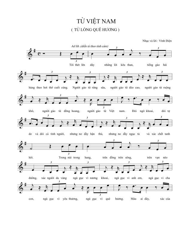 Sheet nhạc Từ lòng quê hương - Trang 1