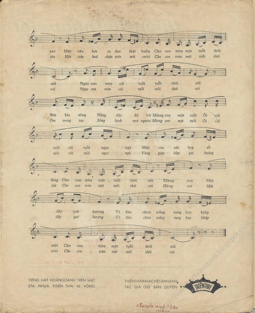 Sheet nhạc Tuổi thôi nôi - Trang 3
