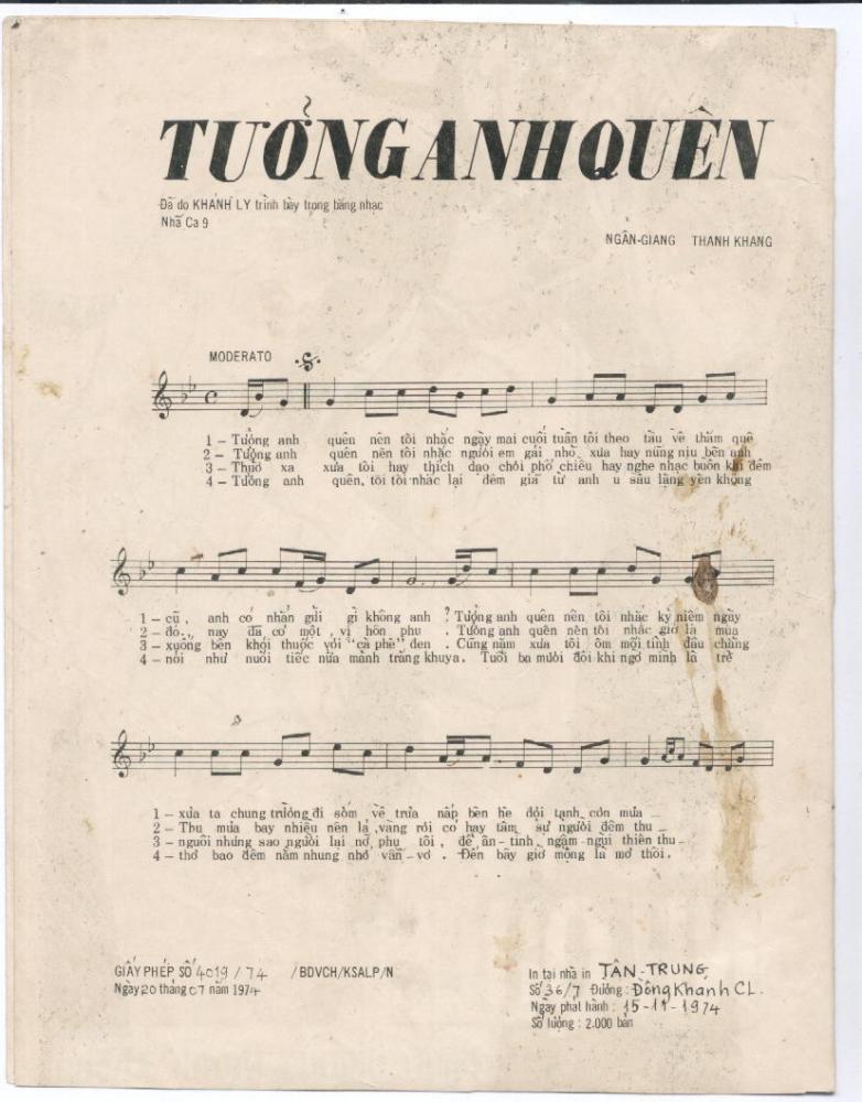 Sheet nhạc Tưởng anh quên - Trang 2