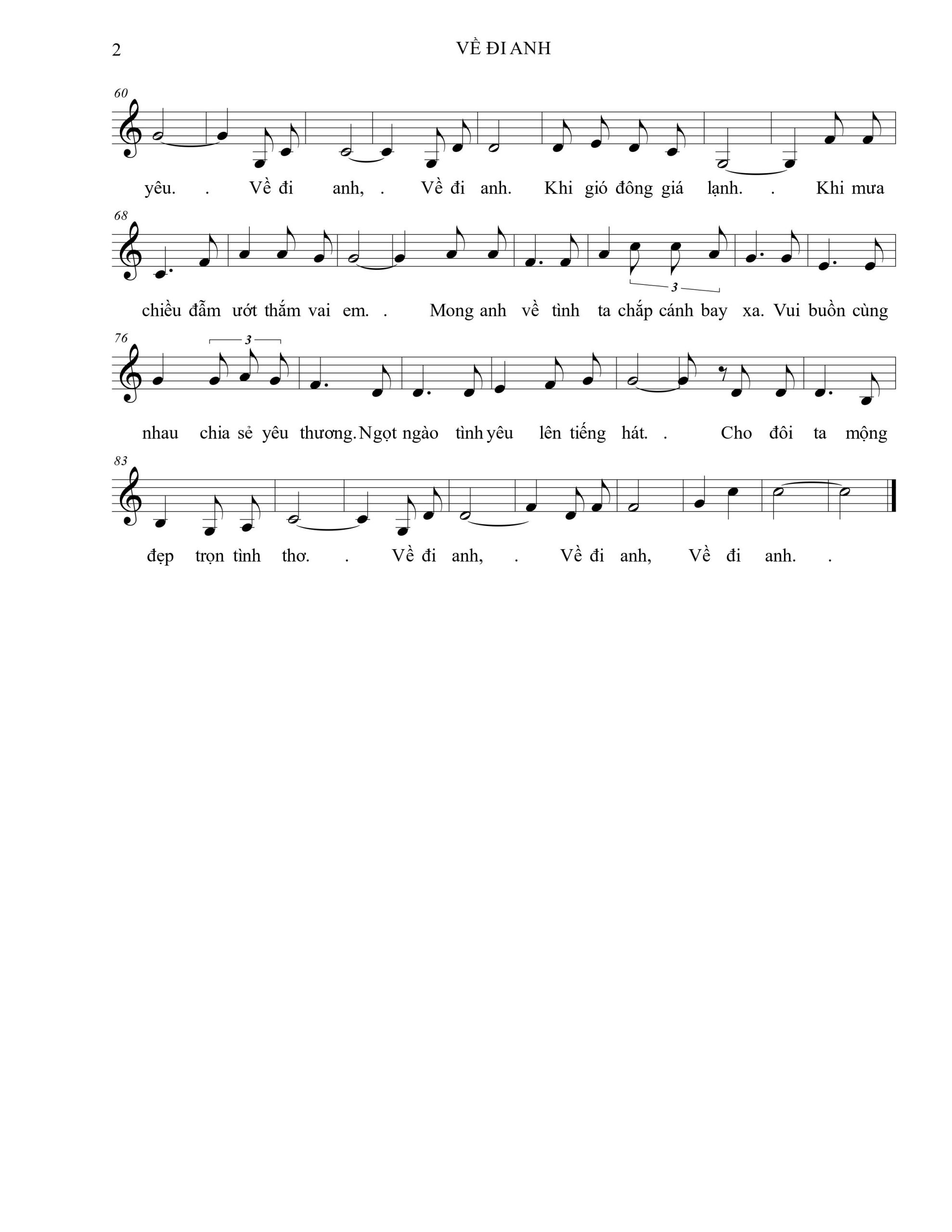 Sheet nhạc Về đi anh - Trang 2