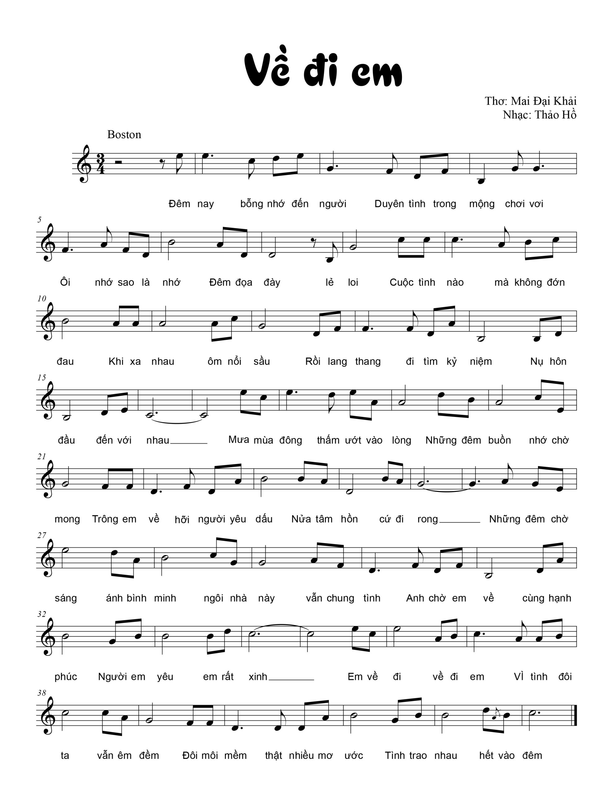 Sheet nhạc Về đi em - Trang 1