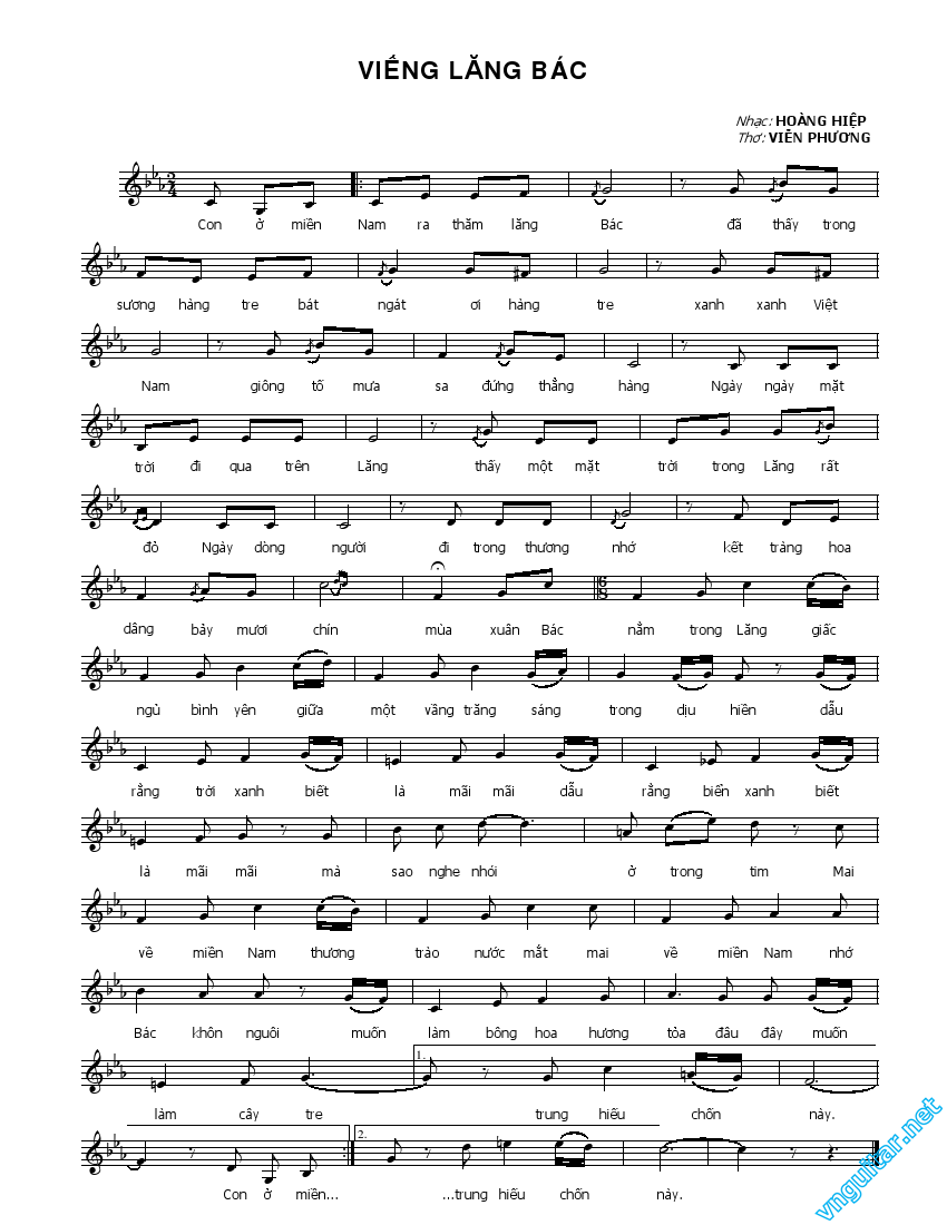 Sheet nhạc Viếng lăng Bác - Trang 1