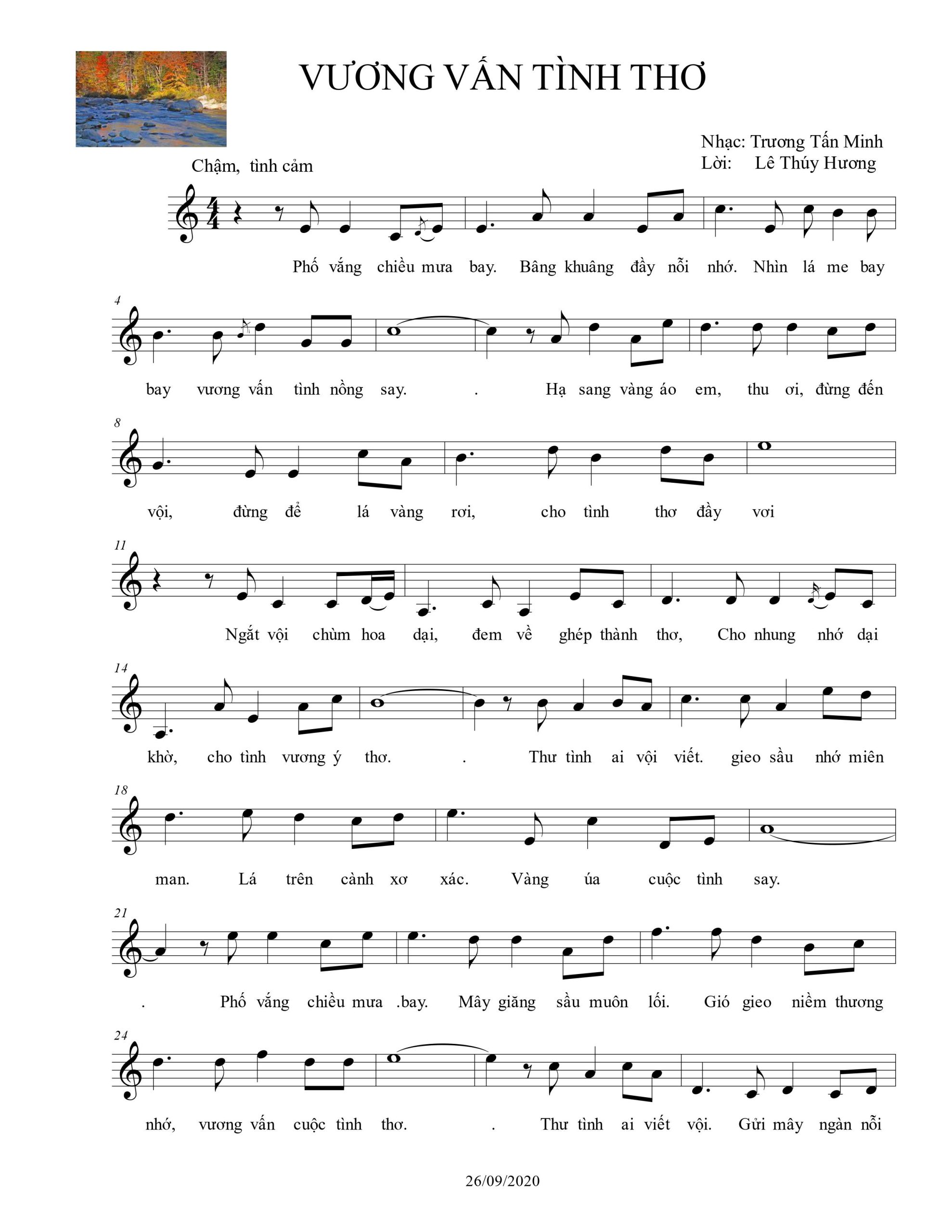 Sheet nhạc Vương vấn tình thơ - Trang 1