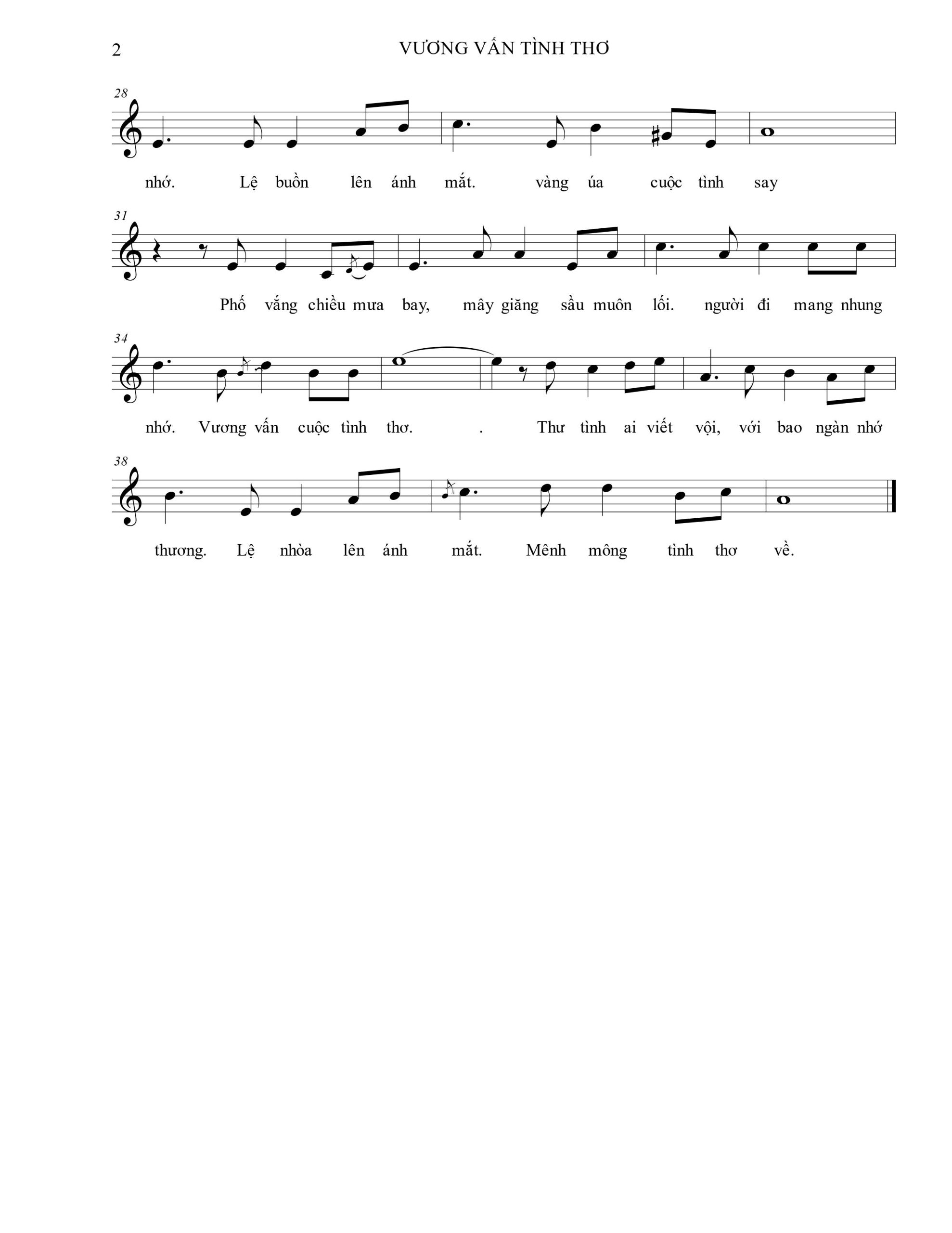 Sheet nhạc Vương vấn tình thơ - Trang 2