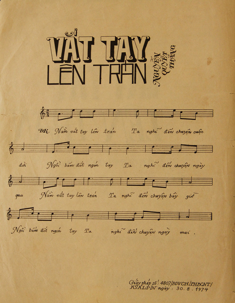 Sheet nhạc Vắt tay lên trán - Trang 2