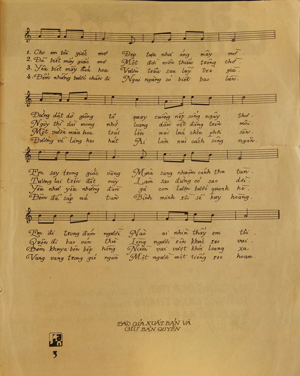 Sheet nhạc Vắt tay lên trán - Trang 3