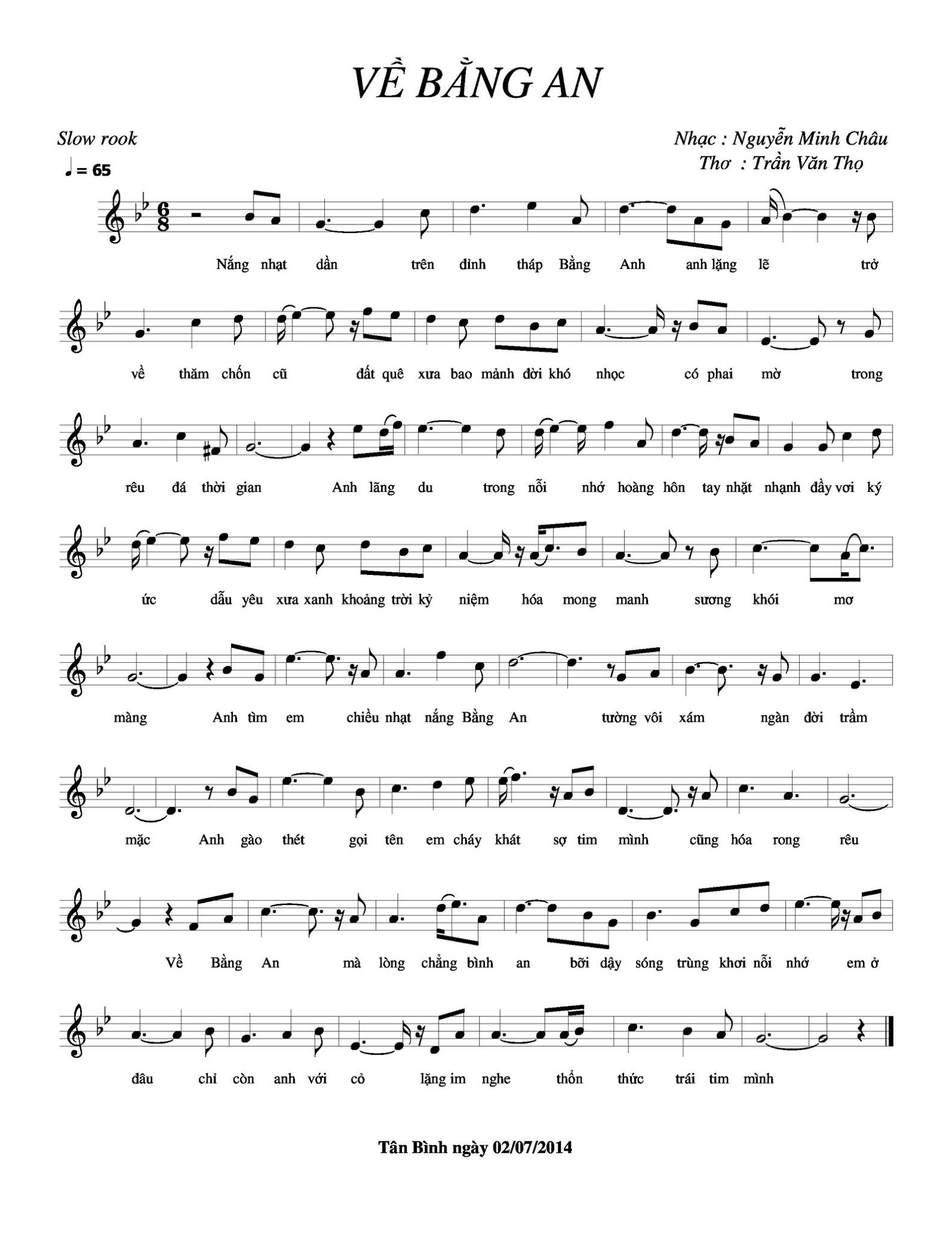 Sheet nhạc Về Bằng An - Trang 1