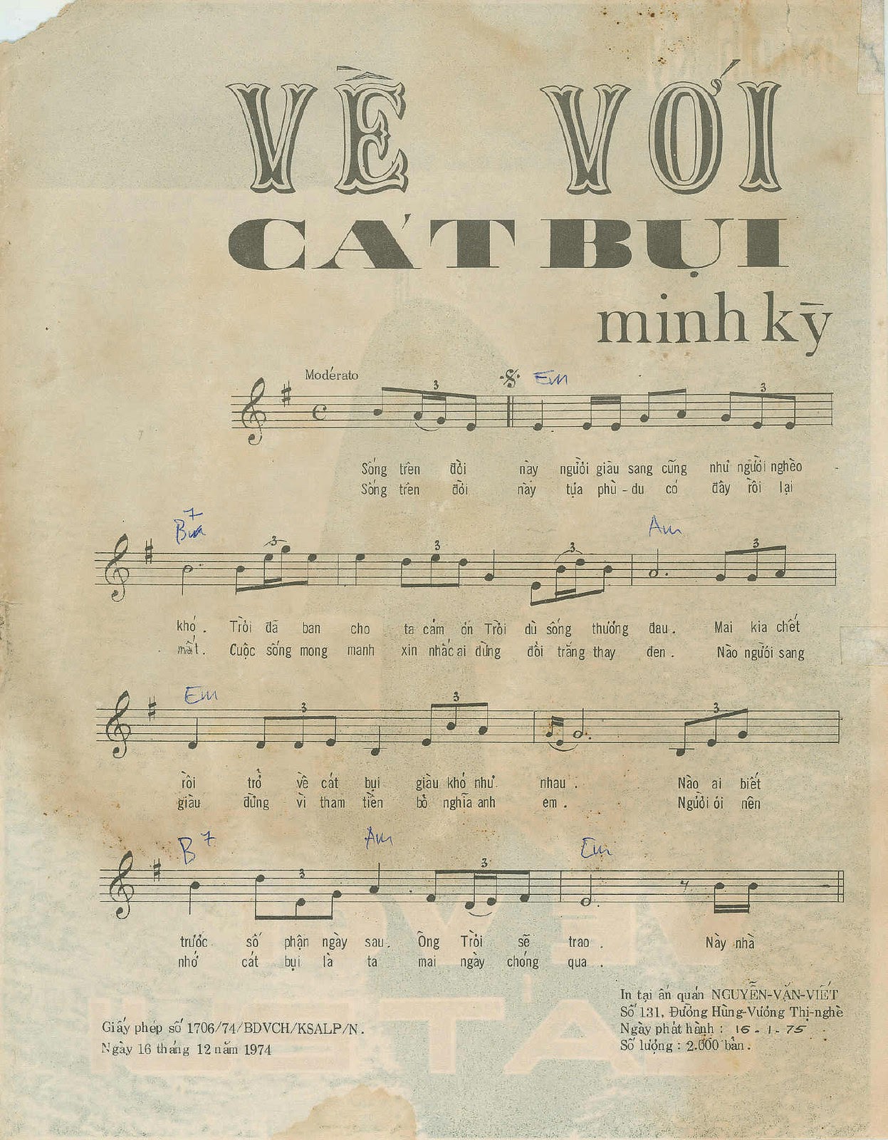 Sheet nhạc Trở về cát bụi - Trang 2