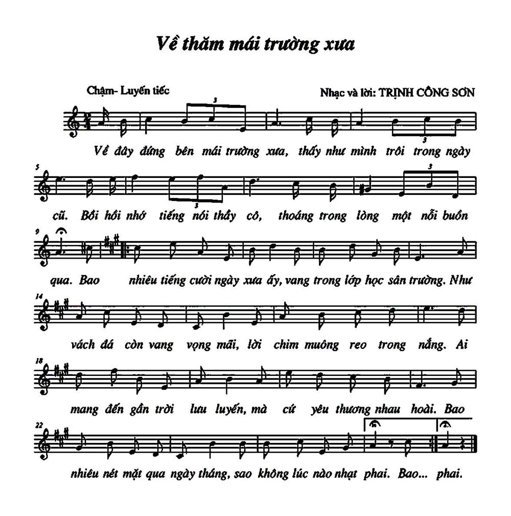 Sheet nhạc Về thăm mái trường xưa - Trang 1