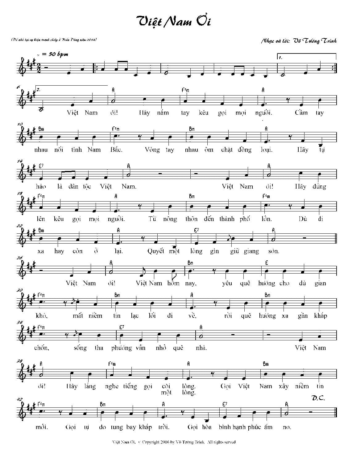 Sheet nhạc Việt Nam ơi - Trang 1