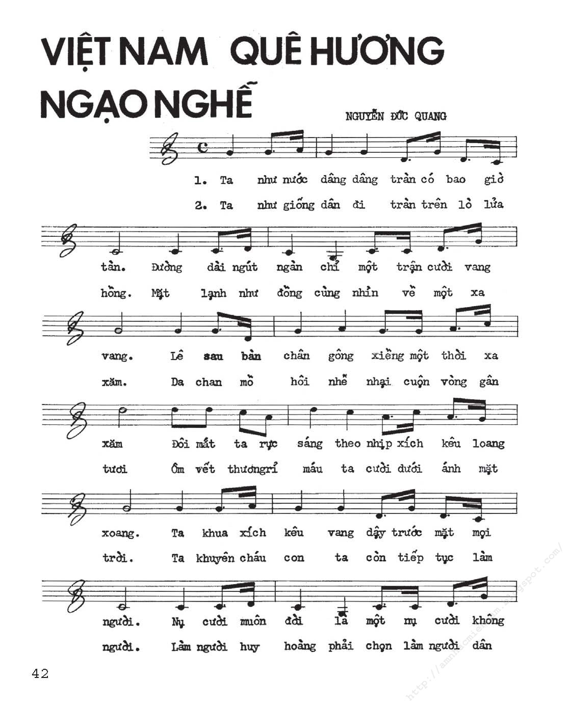Sheet nhạc Việt Nam quê hương ngạo nghễ - Trang 1