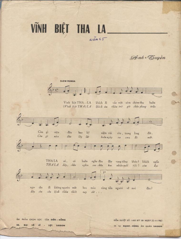 Sheet nhạc Vĩnh biệt Tha La - Trang 2