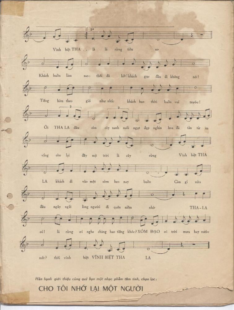 Sheet nhạc Vĩnh biệt Tha La - Trang 3