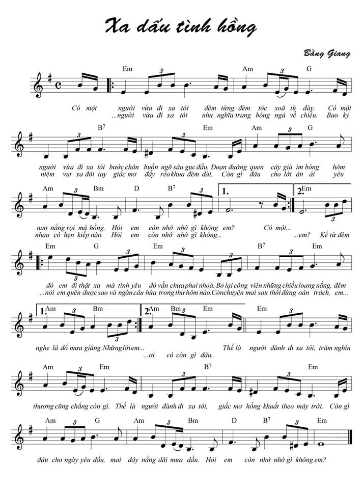 Sheet nhạc Xa dấu tình hồng - Trang 1