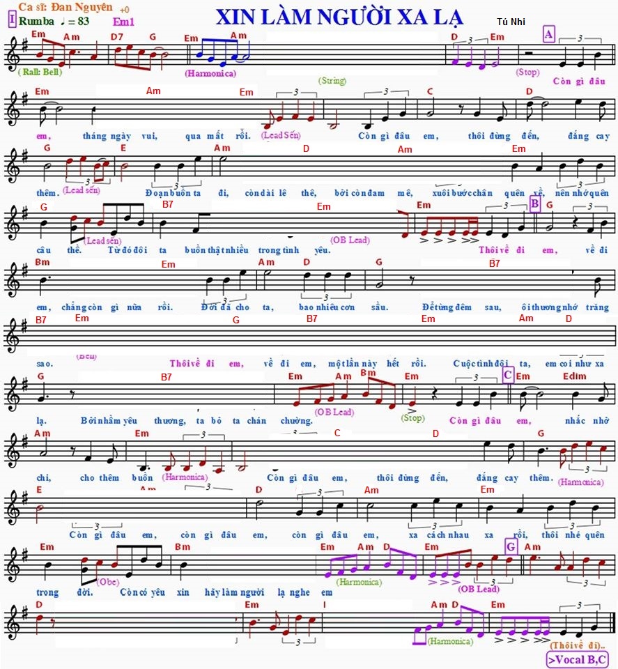 Sheet nhạc Xin làm người xa lạ - Trang 5