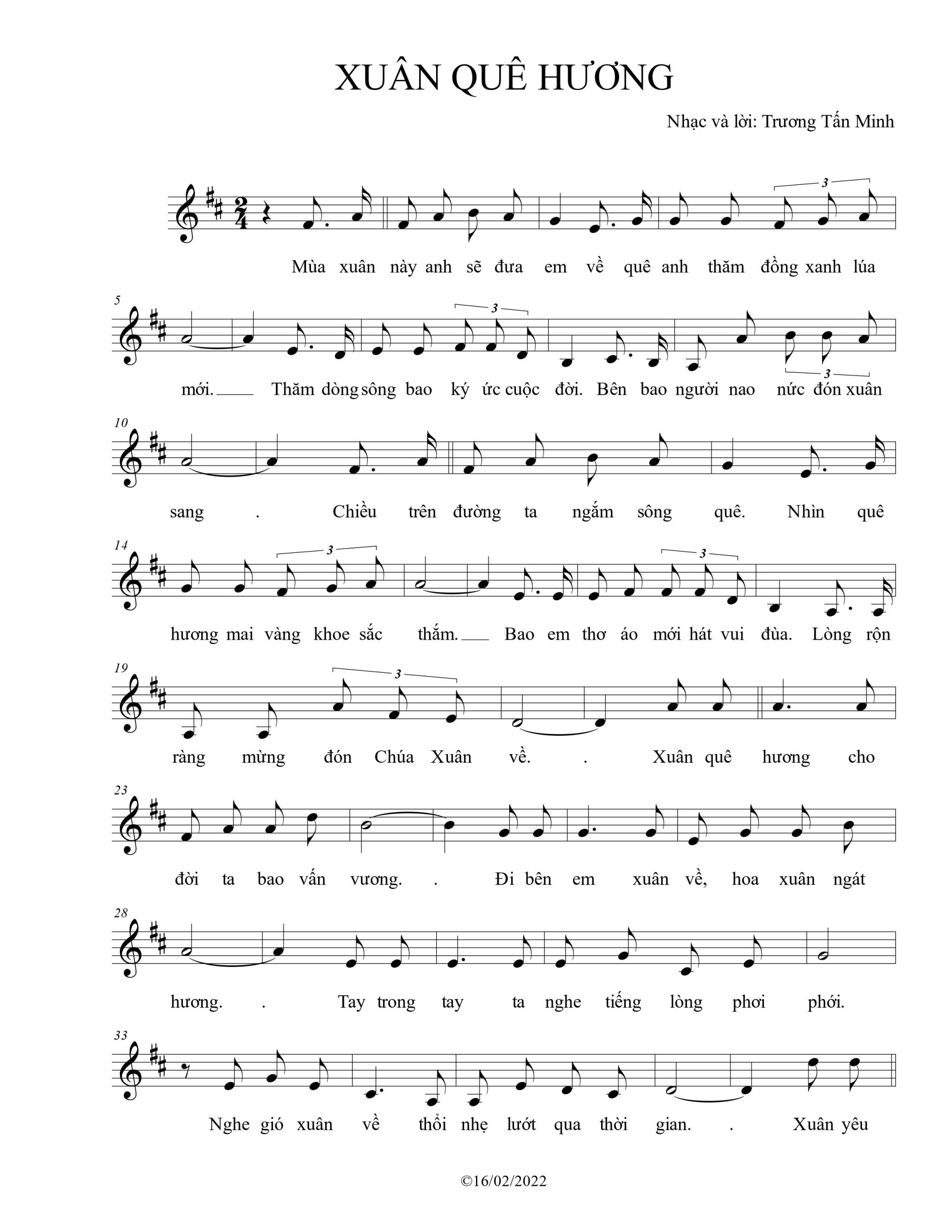 Sheet nhạc Xuân quê hương - Trang 1