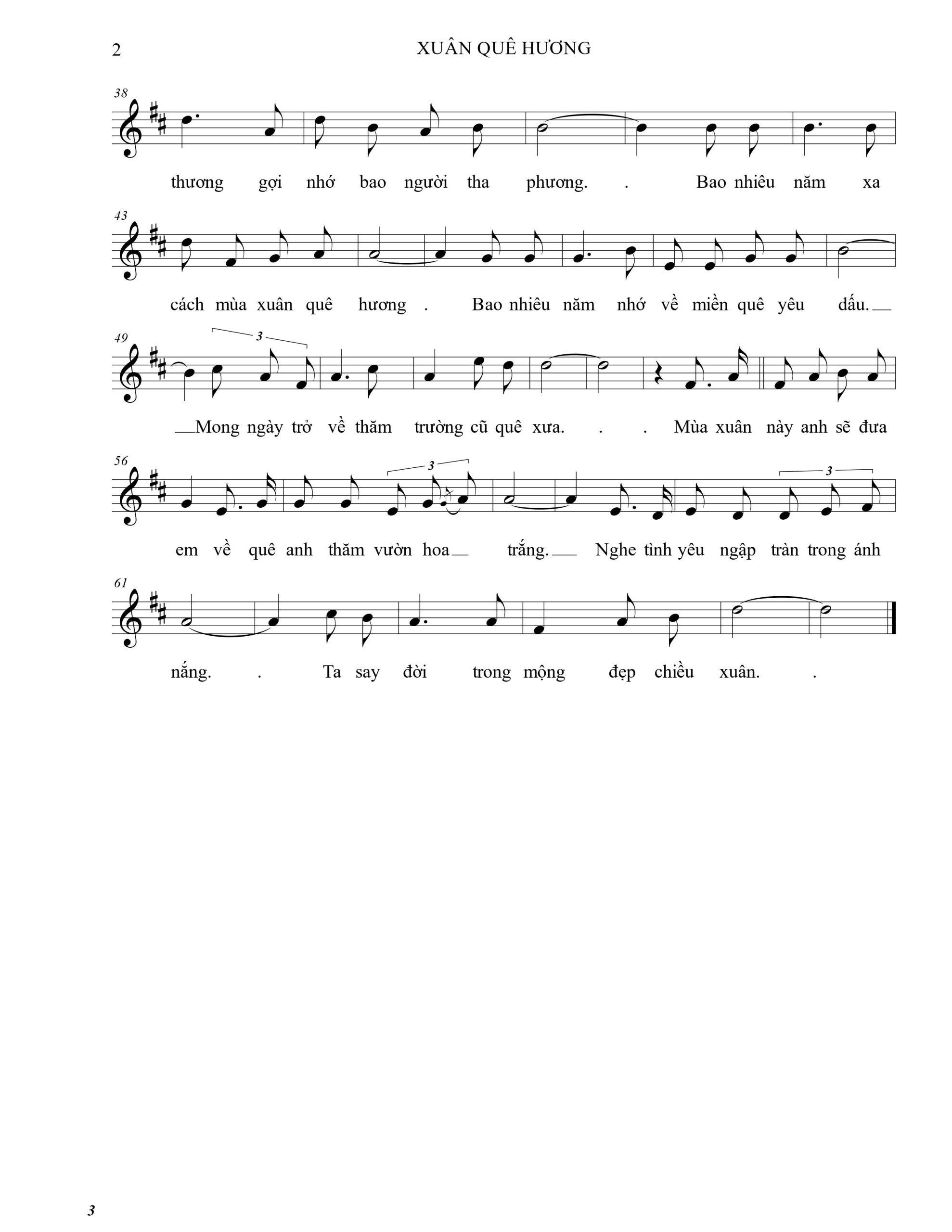 Sheet nhạc Xuân quê hương - Trang 2