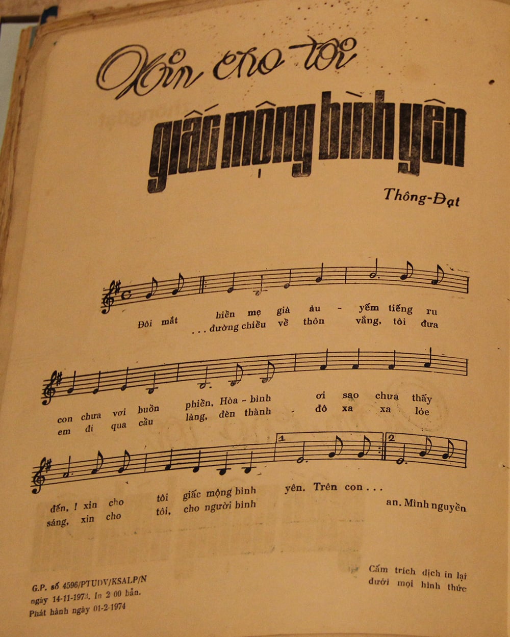 Sheet nhạc Xin cho tôi giấc mộng bình yên - Trang 1