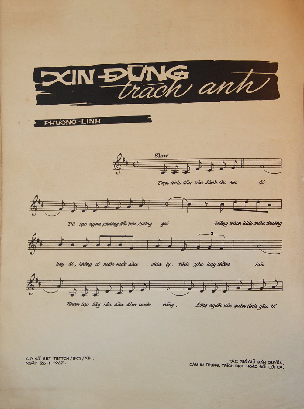 Sheet nhạc Xin đừng trách anh - Trang 2